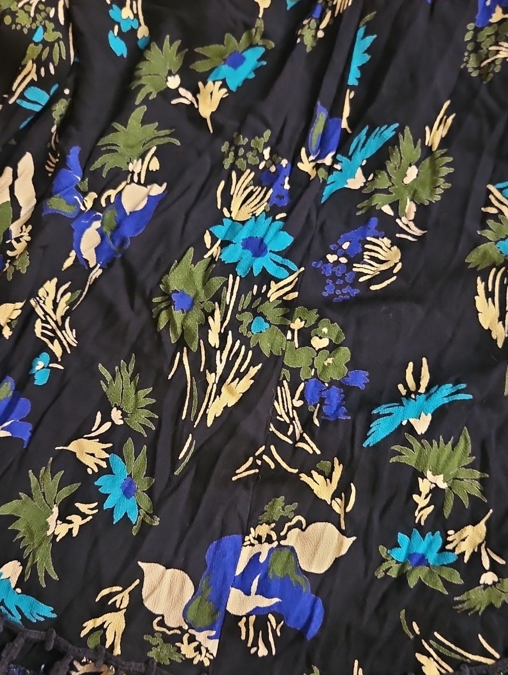 Free People Black Floral Backless Maxi Dress with Blue & Cream Accents - Picture 14 of 14